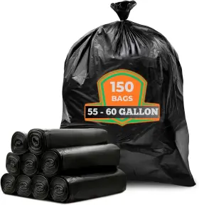 V150blk55 Veska 55 Gallon Trash Bags 55-60 1 Count Pack Of 150 Black
