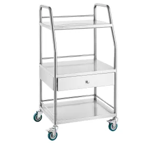 Vevor 197988200031 Lab Serving Cart 3 Layers Stainless Steel Utility Rolling Medical C