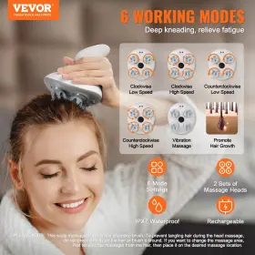 Vevor 197988219590 Electric Scalp Massager Rechargeable Head Waterproof Portable
