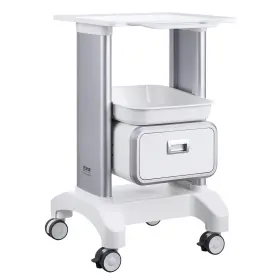 Vevor 197988407560 2 Tiers Lab Carts Mobile Medical Cart With 1 Drawer And Top Tray White