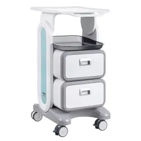 Vevor 197988411826 3 Tiers Lab Carts Mobile Medical Cart With 2 Drawers And 1 Top Tray White T