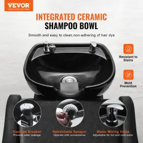 Vevor 197988632108 Shampoo Backwash Chair 661.4lbs Loading Salon And Spa Hair Washing Station Backw