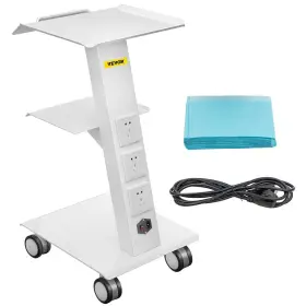 Vevor 754194458139 Lab Trolley Built-in Socket Rolling Cart 3 Layers Tray Clini