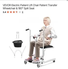 Xfl-qx-yw01-1 Vevor Electric Patient Lift Chair Transfer Wheelchair And 180 Split Seat