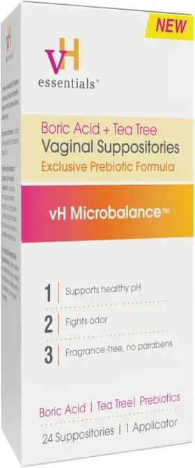 73011 Vh Essentials Boric Acid And Tea Tree Vaginal Suppositories - Prebiotics