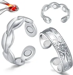 230225003 Vicmag Copper Magnetic Ring For Women Rings Leave Folwer Silver
