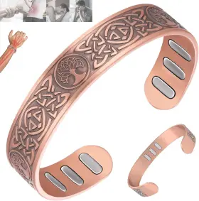 250607005 Vicmag Copper Bracelet For Men 9x Strength Magnetic 99% Pure Celtic Tree