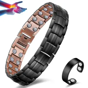 Usk0527011 Vicmag Copper Bracelet For Men 99.9% Solid Pure Gift With Black