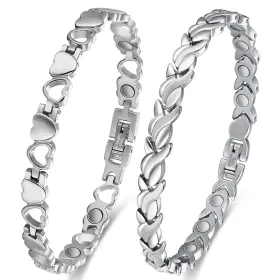 Usk1229002 Vicmag Magnetic Titanium Bracelet For Women Medium Silver Fishtail And Heart
