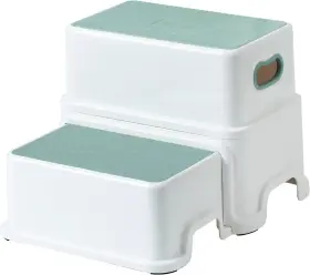 Ch16-1333 Victostar 2 Step Stool For Kids Anti-slip Sturdy Toddler Two Green-white