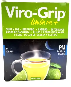 Vijosa 415100205324 Virogrip Te Limon Pm Noche Gripe Tos Flu Congestion Nasal Fiebre Dolor Cabeza 24