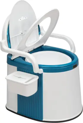 Vingli 810158422001 Portable Toilet Back And Handrail Design Large Blue White