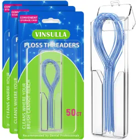 Vi-su-df-01 Vinsulla Floss Threaders For Braces Bridges Implants 150ct Pack Of 3 Blue