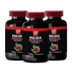 Vip Vitamins 755702138413 Brain Memory Support - Mucuna Pruriens Extract Focus Pils 3 Bottles 180 Caps