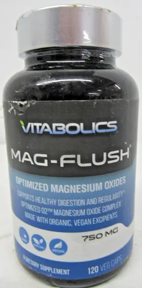 Vitabolics 851811003069 Mag-flush Optimized Magnesium Oxides 750mg 120 Veg Caps