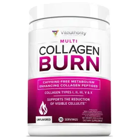Va-mcp-burn-unf-030 Vitauthority Hydrolyzed Collagen Powder Burn Ultimate Beauty Complex 30 Servings Weight Loss