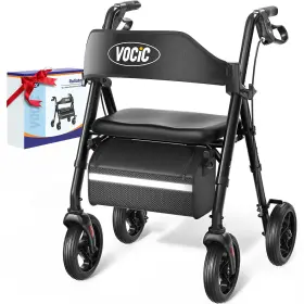 V-rl-z21-a-bk Vocic Walker 350lb Capacity Foldable Seat Backrest Z21 Rollator Lightweight