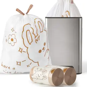 Tbmsnyt02-13 Vok 13 Gallon Trash Bags With Cute Rabbit Printed And 50 Count Pack Of 1 White