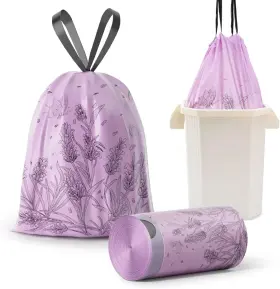 Tbmsxyc01 Vok Trash Bags 4 Gallon Drawstring Colorful And Portable Small Purple