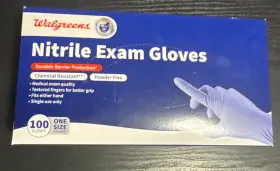 407160 Walgreens Durable Nitrile Exam Gloves- Single-use One Size 100 Count