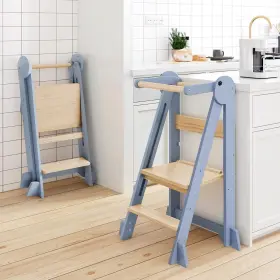 Wg-lt-001 Weeguruu Foldable Toddler Tower Height Adjustable Learning For Gray