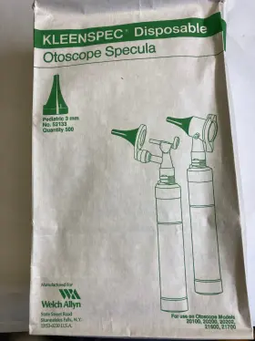3.0mm-pedi Welch Allyn 52133 Kleenspec Otoscope Tips- 3.0mm-pedi/ 500 Bag
