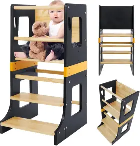 Ldz-c-01gy Weyderk Toddler Standing Tower Step Stool For Kitchen Height Adjustable Gray