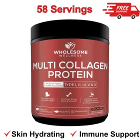 4922213 Wholesome Wellness Multi Collagen Protein Powder Hydrolyzed Types I Ii Iii V And X 58 Servings