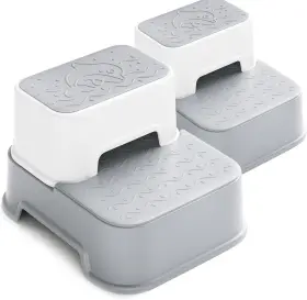 Wf-2in1jtd-002x2-grey Wiifo 2 Step Stool For Kids Packs Double Up Grey -