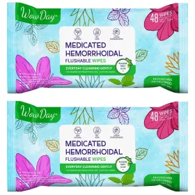 Wowday 727295476104 Daily Care Hemorrhoidal Medicated Wipes For Hemorrhoids - Flushable