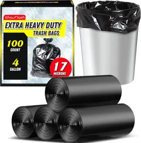 Wowflash 640711466124 100 Count 17 Micron Extra Heavy Duty 4 Gallon 1 Pack Of Black