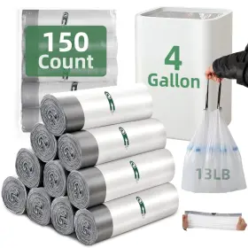 Iz2535wh Xlhomo 4 Gallon Small Trash Bags 150 Counts Count Pack Of 1 White-150-4gal