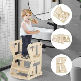 Gc-004 Yeebeijim 2 In-1 Toddler Step Stool Foldable For Bathroom Sink Kids Log