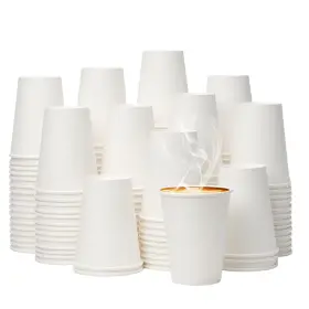 Yeehaw 697867212112 12oz 300 Pack Disposable Paper Coffee Cups Bulk White Liquid Chocolate