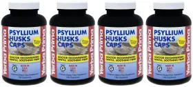 Ybp-00106 Yerba Prima Psyllium Husks 180 Caps 4 Pack Fiber Supplement