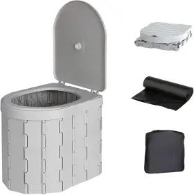 2533 Yiwu Easy Bird E Commerce Co Ltd Portable Toilet Camping For Adults With Lid Xl Folding Normal Gray