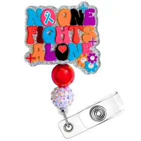 Yj Premiums 759549006324 No One Fights Alone Oncology Badge Reel Breast Cancer Healthcare Awareness