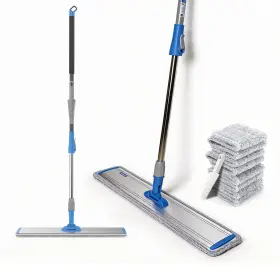 43178-675156 Youshangjia Microfiber Wet Mop 24 In Heavy Duty Flat Floor Adjustable Handle 4 Cloths Mops