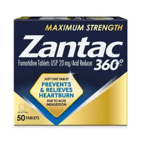 Zantac 681421036146 360 Maximum Strength Tablets 50 Count Heartburn Prevention And