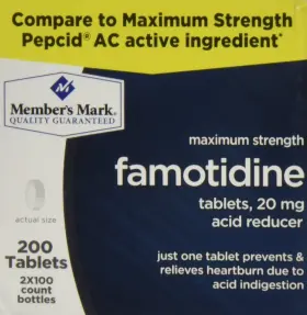 300005992 Zastion Members Mark Maximum Strength 20mg Famotidine Acid Reducer - 200 Ct