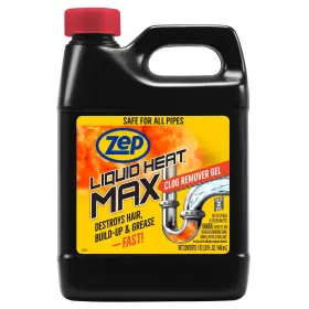 Zulhm32 Zep Clog Remover Gel Liquid Heat Max Hair Buildup Grease 32oz Black Destroys