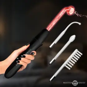 Zeus Electrosex 848518062079 Elektrawand Rechargeable Violet Wand With Attachments - Black