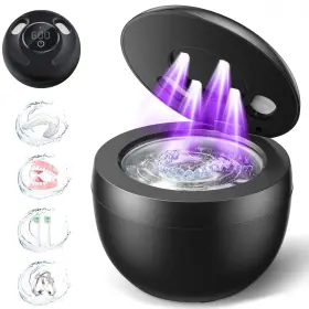 Zharzo 790758249102 Dental Ultrasonic Retainer Cleaner Machine 45khz Cleaning Pod Black