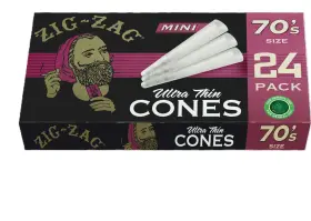 Zig-zag 008660008664 70mm 24 Pack Pre Rolled Cones Ultra Thin Premium Quality Slow Burn Easy