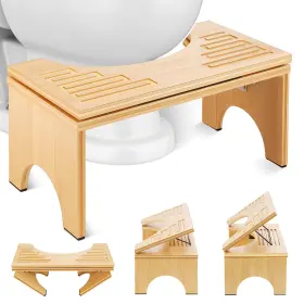 Psxfba-019b Zioffiel Foldable Toilet Stool 7.1 Inches Adjustable Natural Color-1pack