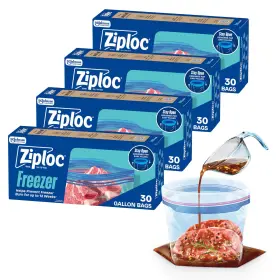 323022 Ziploc Food Storage Bags Gallon Stay Open Design 30 Count Freezer Stand-up Easy