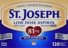 St. Joseph Low Dose Aspirin 81MG Pain Reliever Enteric Coated Tablets 120 Count New. Price: $12.47.