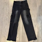 Celebrity Ace Jeans Women's Sz 5/27 Black/gray Acid Wash Cargo Zip Pockets Pre-owned. Price: $24.99.