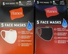 Two 5 Pack Hanes Reusable Washable White And Black Cotton Masks New. Price: $14.49.