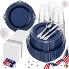 Hioasis 350PCS Blue And Silver Plates Pieces (50 Guests), New. Price: $82.12.
